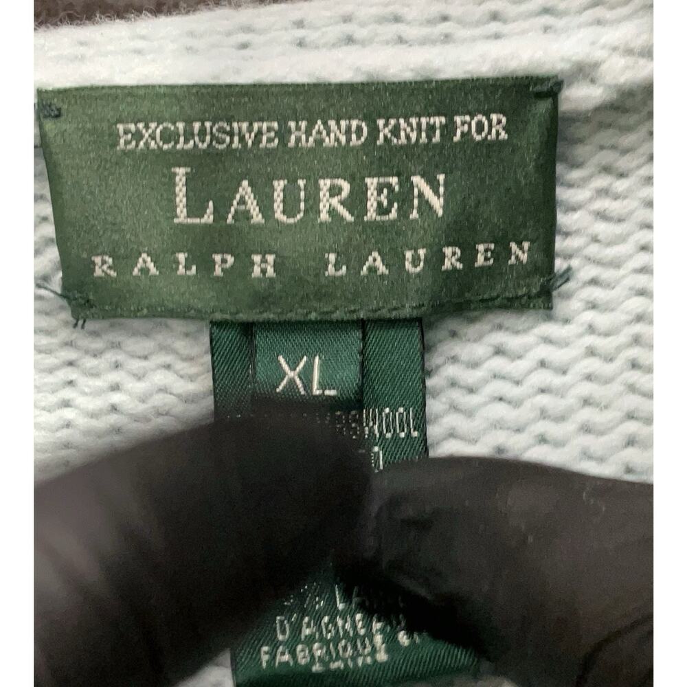 Lauren Ralph Lauren Sweater Winter Scene Wool Hand Knit Northern Sled Dog XL - Picture 5 of 6